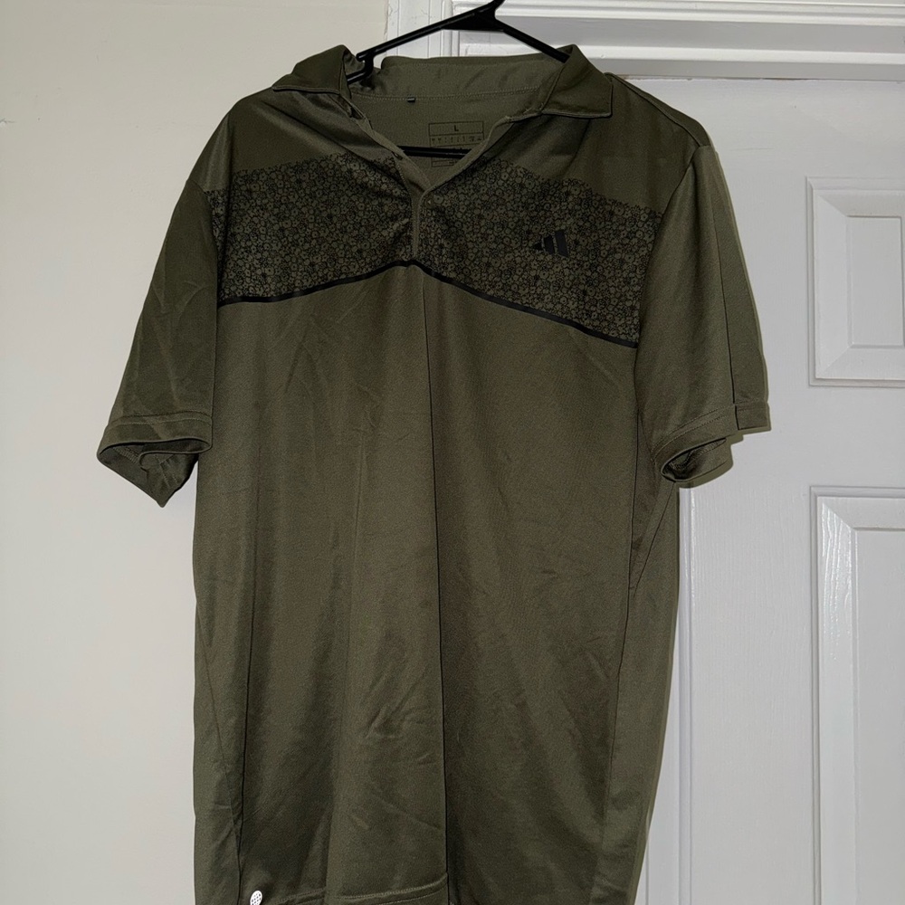 adidas Olive Green Collared Short Sleeve Polo
